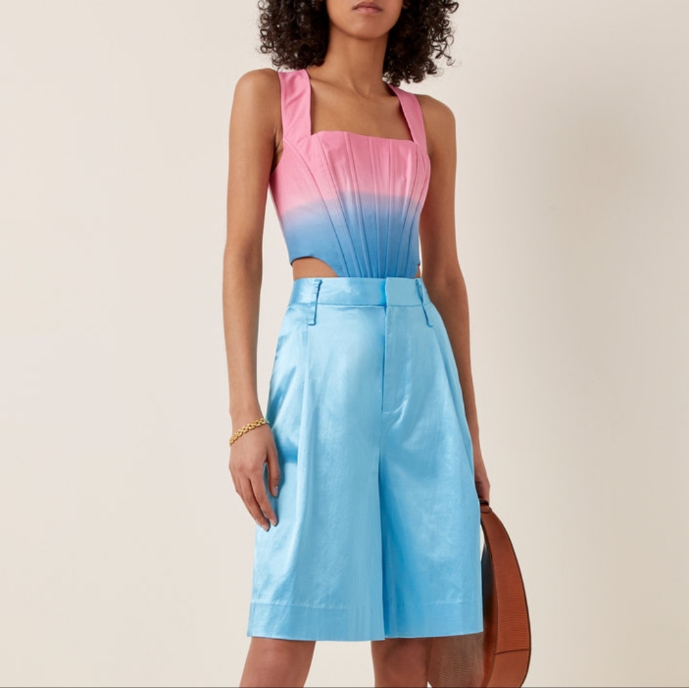 STAUD Alice Corset Top Ombre Pink Blue Spring Summer Colorful Bold Feminine 8 M